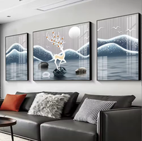 Peinture murale abstraite géométrique en gros, triptyque mural en porcelaine cristalline pour décoration de salon