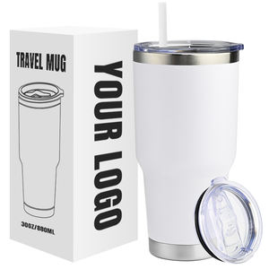 Gobelet de voyage en acier inoxydable à double paroi isolé sous vide avec couvercle, logo personnalisé, 20 oz, 30 oz, anti-fuite, écologique, design moderne - Product Image 1