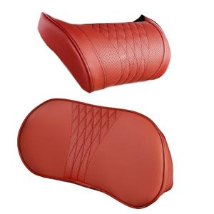 Ensemble de soutien lombaire et appui-tête en cuir <span class=keywords><strong>pour</strong></span> <span class=keywords><strong>voiture</strong></span>, coussin de dossier en mousse à mémoire de forme 3D <span class=keywords><strong>pour</strong></span> sièges arrière, universel, vente en gros - Product Image 3