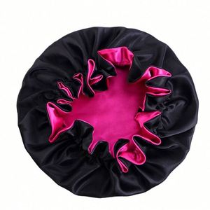 Bonnet de nuit réversible en satin de soie double couche pour femme - Product Image 4