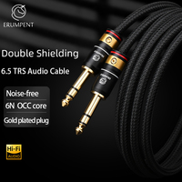 Câble audio/vidéo ERUMPENT Hifi stéréo 6,5 mm plaqué or mâle-mâle TRS avec gaine en PVC pour microphone, haut-parleur de voiture, amplificateur de guitare