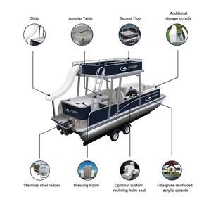 2019 Kinlife DIY Triple Motor de marco de aluminio de doble Decker <span class=keywords><strong>catamar</strong></span>án barco pontón - Product Image 2