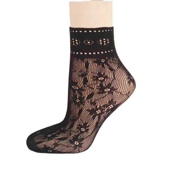 Black Socks Women Girls Ladies Soft Lace Leica Short Ankle Socks Fishnet Stocking