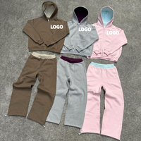 Ensemble de survêtement personnalisé par le fabricant : sweat à double épaule tombante et pantalon de jogging – Conception de survêtement de sport personnalisé