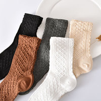 Chaussettes d'hiver en coton tridimensionnel de couleur unie pour automne pour femmes Chaussettes mi-tube coréennes pour femmes Mode