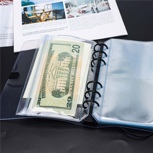 A5 A6 A7 جيوب الموثق واضحة 2 جيوب سحاب الحقيبة البلاستيكية بدون سحاب مغلف المال الرأس مغلف النقدية لمدة 6 حلقات الموثق - Product Image 4