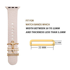 Breloques de bracelet de montre avec anneaux décoratifs Boucles pour bracelet de montre <span class=keywords><strong>Apple</strong></span> Bandes de décoration en diamant pour montre intelligente et accessoires - Product Image 4