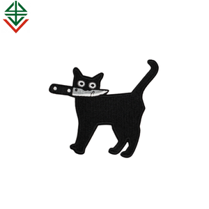 Gatto con toppa coltello Punk divertente distintivo ricamato ferro su Applique riparazione Patch ricamo personalizzato - Product Image 4