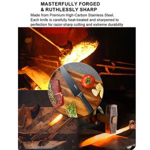 18pcs Professional Chef <b>Knife</b> Set Ultra Sharp Stainless Steel <b>Sharpener</b> Non-Stick Non-Slip Kitchen <b>Knives</b> for Home Restaurant - Product Image 2