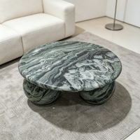 Socle rond en marbre au design moderne, table basse de salon de luxe en marbre naturel personnalisé vert Shangri-La