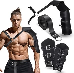 Armatura Medievale in Finta Pelle per Spalla Singola, Protezioni per Braccia Unisex per Adulti, Costume di Halloween, Cosplay, Festa - Product Image 1