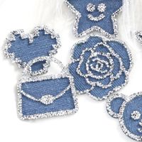 Patchs brodés en strass Crystal AB, motifs étoile, fleur, ours, à thermocoller sur tissu pour jeans, sacs, vêtements, décoration DIY
