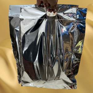 Custom LOGO Silver Mailer With Handle for Clothing Mailing Mailer Bags Clothing Packages Bags Metallic Silver Mailing Bags - Product Image 5