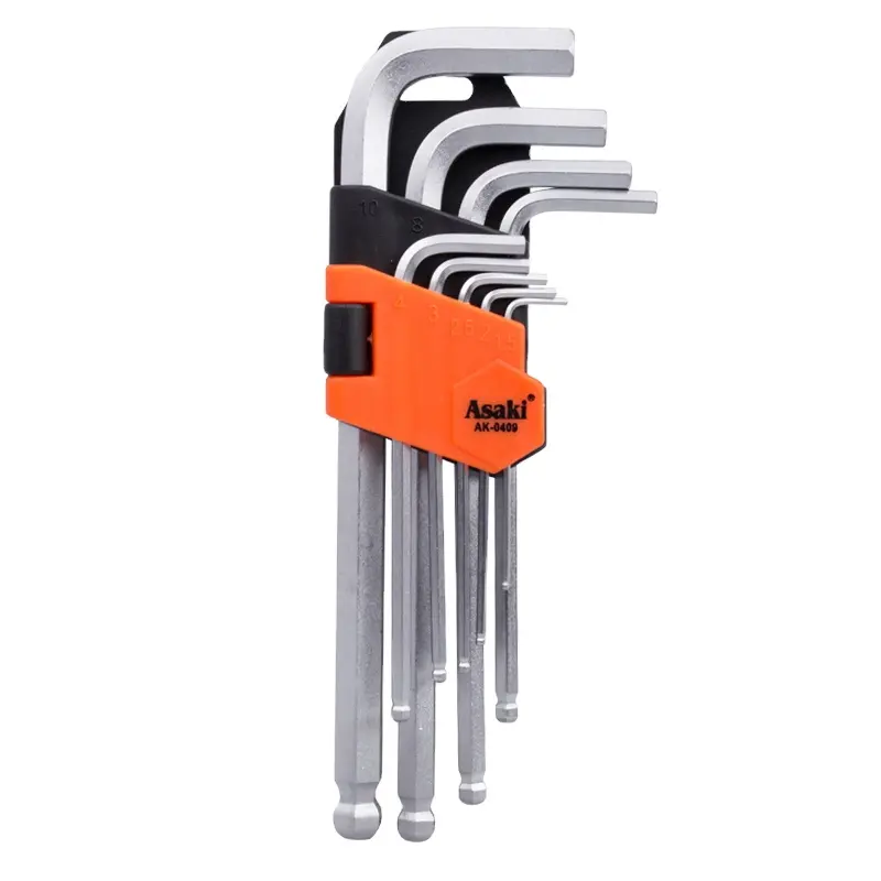 Asaki 9pcs Cr-v Allen Key Set Hex Key Wrench Set AK-0409