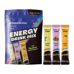 LIFEWORTHナチュラル200mgカフェインエナジードリンクパウダーバラエティパック、B12ビタミン、緑茶、電解質オンザゴーハラール - Product Image 2