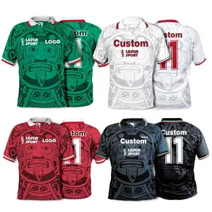 Luson Voetbalshirt Heren Kleding Uniform Sublimatie Retro Mexico Voetbal Jersey Set Kits Groene Voetbal Kleding Vintage Voetbal Jersey