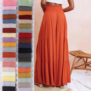 Pantalon de yoga ample à jambes larges, taille élastique respirante et écologique pour femmes, coupe décontractée, longueur totale, effet froissé - Product Image 6