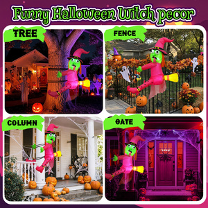 Decoración <span class=keywords><strong>Inflable</strong></span> de <span class=keywords><strong>Bruja</strong></span> Choquando con un Árbol para <span class=keywords><strong>Halloween</strong></span> con Luces LED, Decoración <span class=keywords><strong>Inflable</strong></span> de 1.5 m para Jardín Exterior para Fiesta de <span class=keywords><strong>Halloween</strong></span> - Product Image 4