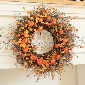Corona de Otoño de 50 cm con Calabaza y Ramas Secas para Puerta Principal, Corona Artificial para Decoración Festiva - Product Image 3