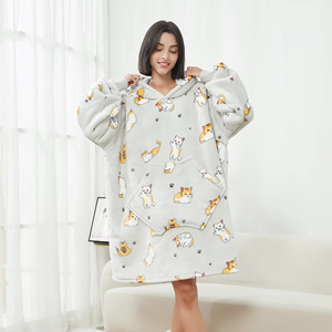 <span class=keywords><strong>Pigiama</strong></span> in pile oversize indossabile in poliestere 100% invernale di alta qualità per bambini adulti - Product Image 4