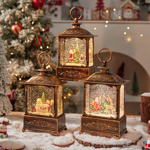 Farol Metálico Vintage con Globo de Nieve Navideño, Caja Musical, Decoración de Escritorio - Product Image 4
