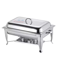 Edelstahl Hotel- und Restaurant-Buffet-Speisenwärmer 220V Brennstoffbeheiztes Bain-Marie Holzpfanne Günstiger Chafing Dish zur Aufbewahrung