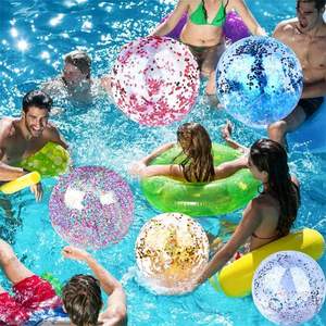 Ballon gonflable transparent coloré en PVC avec confettis brillants pour la plage, la piscine et les fêtes d'été - Product Image 3