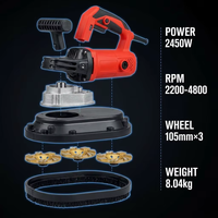 Meuleuse à béton 3 têtes 2450W, vitesse variable 2200-4800 tr/min, meule diamantée 105mm, sans poussière, 110V/220V, usine OEM