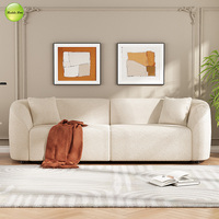 Canapé d'angle 3 places en tissu bouclé beige, style minimaliste français moderne, personnalisable pour salon, maison, hôtel