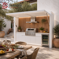 Meubles de cuisine extérieurs en aluminium modulaires avec îlot barbecue, évier et comptoir de rangement – Fabrication sur mesure par le fabricant