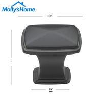 Bouton de meuble carré contemporain noir mat en alliage de zinc de 1-1/4 pouce pour poignées de tiroir modernes