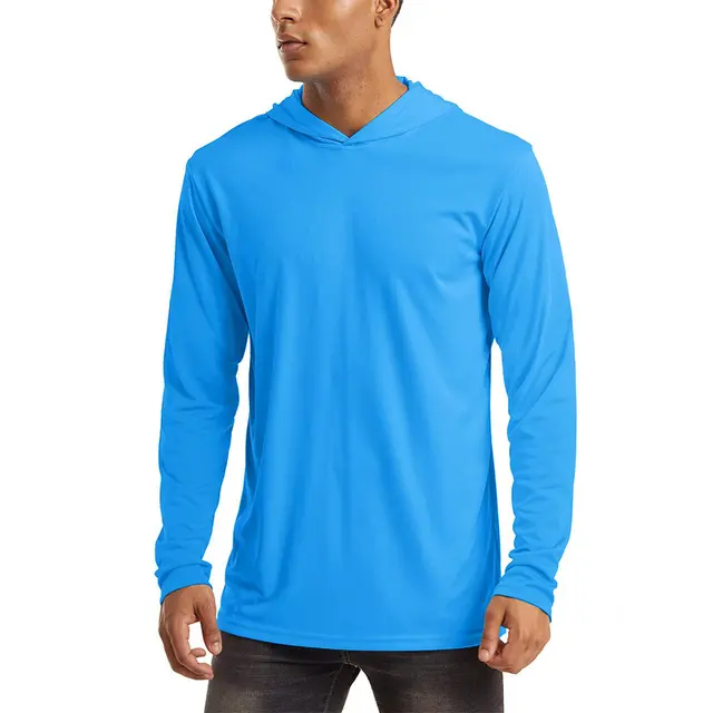 Summer Hooded Polyester T-Shirt Mesh T Shirt Surfing Rash Guard Long Sleeve UV Sun Protection UPF50 Quick Dry Shirts