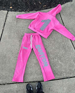 Custom Print logo Stacked Sets Sweat <b>Suits</b> Men's Sets Two Pieces Flare <b>Pants</b> Sets Hoodies Tracksuits Sweatsuit for Men - Product Image 4