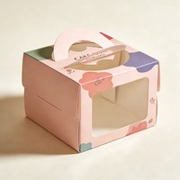 Boîte à gâteau d'anniversaire écologique de qualité alimentaire, boîte haut de gamme pour gâteaux de fête avec fenêtre transparente, vente en gros, boîte à desserts de boulangerie tendance