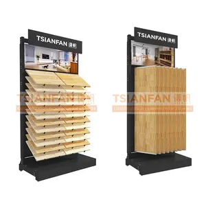 उच्च गुणवत्ता लकड़ी के फर्श प्रदर्शन रैक खड़े हो जाओ टुकड़े टुकड़े दृढ़ लकड़ी धातु फ्रेम नमूना बोर्ड लकड़ी फर्श टाइल संयोजन प्रदर्शित करता है