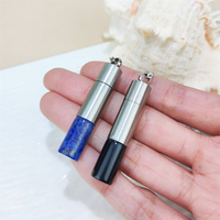 Collier simple en acier inoxydable pour unisexe, diffuseur d'huile essentielle de quartz en oeil de tigre, bouteille de parfum en cristal de pierre naturelle