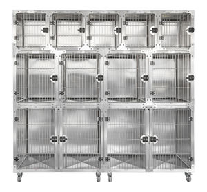 Yuvarlak köşe modüler kafes sistemi Pet bakım/hastane paslanmaz çelik evcil hayvan kulubesi kafes - Product Image 5