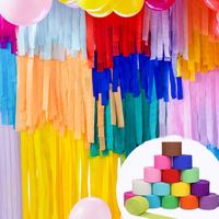 Rouleaux de guirlandes en papier crépon coloré de 25 m x 4,5 cm pour décorations de fête, anniversaire, mariage, baby shower, événement scolaire, toile de fond
