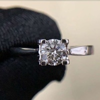 Bague de fiançailles solitaire 1 carat avec pierre principale, style tête de taureau à quatre griffes, diamant de laboratoire rond brillant, bague de mariage en or 18 carats