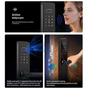 Keyless Tuya Wifi APP <strong>3D</strong> Face Palm Lock <strong>Fingerprint</strong> Password Card Front Door Gate Lock Screen Monitoring Smart Handle Lock - Product Image 2