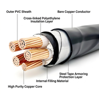 Kabel Daya Bangunan Industri YJV22 Konduktor Tembaga Berisolasi XLPE Dilapis Baja (STA) Berselubung PVC Berperingkat IP67 Rendah