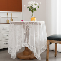 Housse de table basse rectangulaire moderne en polyester tissé avec dentelle, anti-poussière, personnalisable, blanc et noir