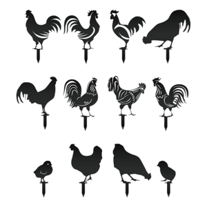 Adornos de jardín de Metal de pollo personalizados al por mayor, estaca de decoración de Pascua de primavera para paisajismo al aire libre, letreros de patio elegantes, arte - Product Image 1