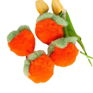 Plush <b>Keychain</b> Persimmon Shape Faux Rabbit Fur Soft Cartoon Couple Gift Valentine's Day Children's Day - Product Image 4