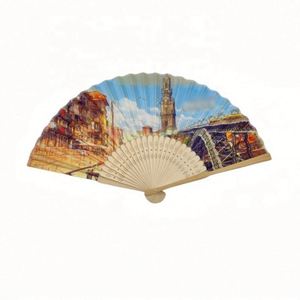 Abanico Plegable Chino Personalizado de 21 cm con Varillas de Bambú y Cubierta de Tela, Abanico de Mano Vintage - Product Image 2