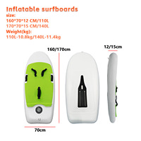 Planche de surf gonflable en fibre de carbone verte et blanche 110L 140L avec aile pour hydrofoil océanique, kitesurf et surf aquatique