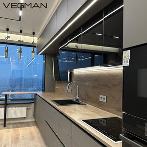 לכה אפור l בצורת ארונות מטבח מודרניים להגדיר ארון - Product Image 4