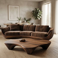 Canapé de salon rustique en bois massif noyer STG American Two Seat avec table basse en bois naturel durable pour hôtel et villa