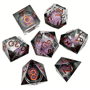 Wholesale Handmade Purple Glitter Resin <b>Dice</b> <b>Set</b> Sharp Edge Polyhedral D20 <b>Dice</b> for Dungeons and Dragons - Product Image 4