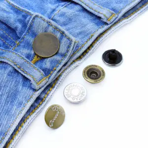 定制17毫米牛仔黄铜钉扣可调可拆卸牛仔裤扣件可持续电镀技术女装男装